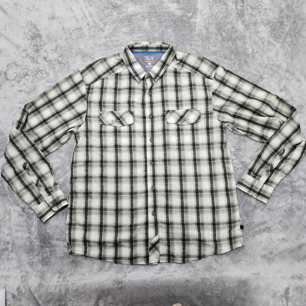 Mountain Hardwear Men's Green Plaid Outdoors Shirt Hiking Camping Size L - Picture 1 of 12